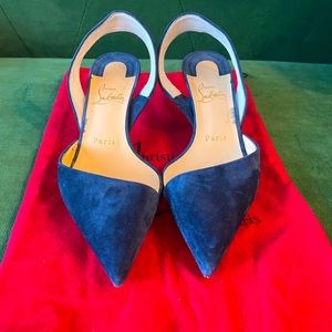 Christian Louboutin Viola 55 Suede Slingback Pumps